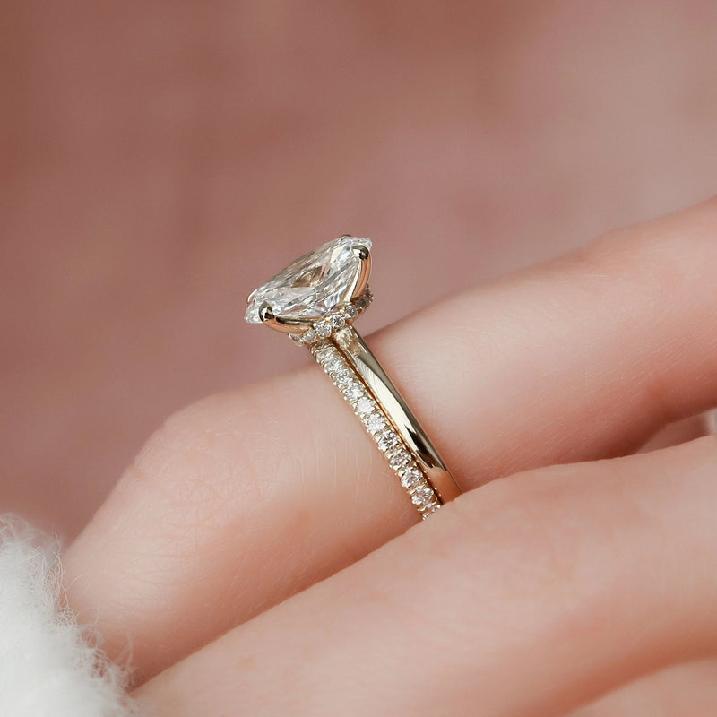 1.55 CT Oval Cut Moissanite Solitaire Bridal Ring Set