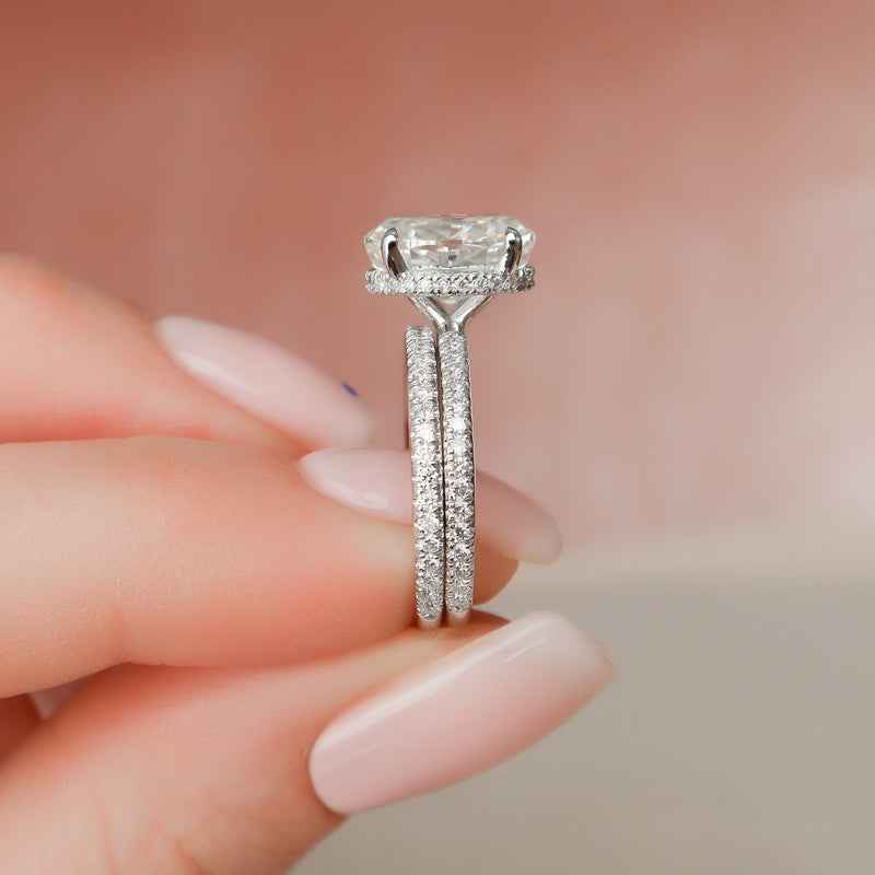 2.50CT Oval Cut Moissanite Solitaire Bridal Ring Set