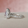 3.0CT Pear Moissanite Solitaire Art Deco Pave Setting Engagement Ring