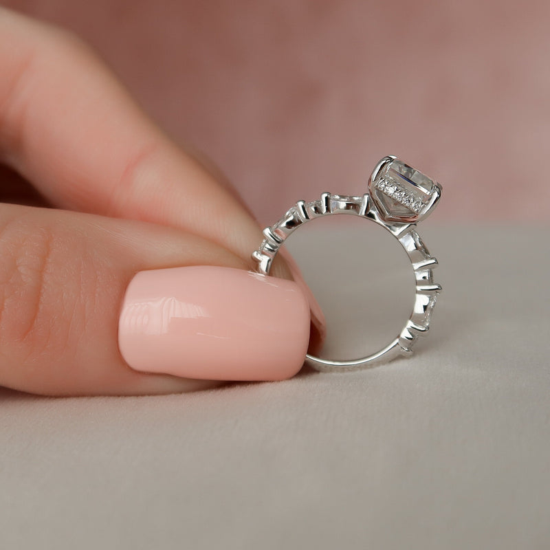 3.50CT Radiant Moissanite Solitaire Pave Setting Engagement Ring