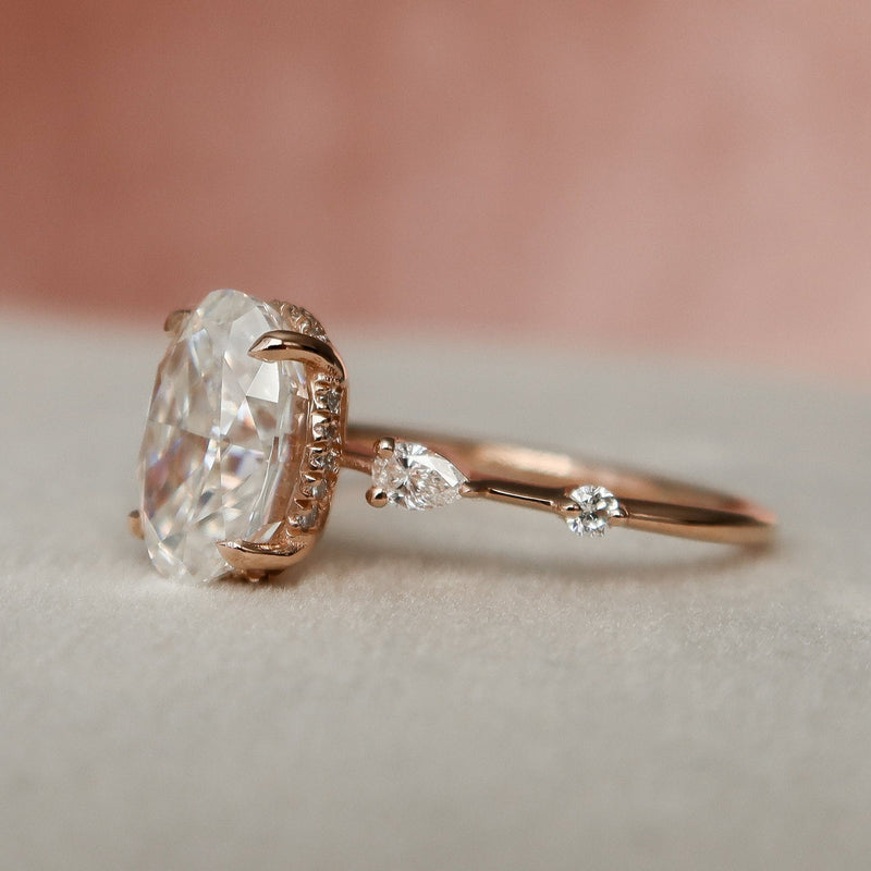 2.27 CT Oval Cut Three Stones Moissanite Diamond Engagement Ring