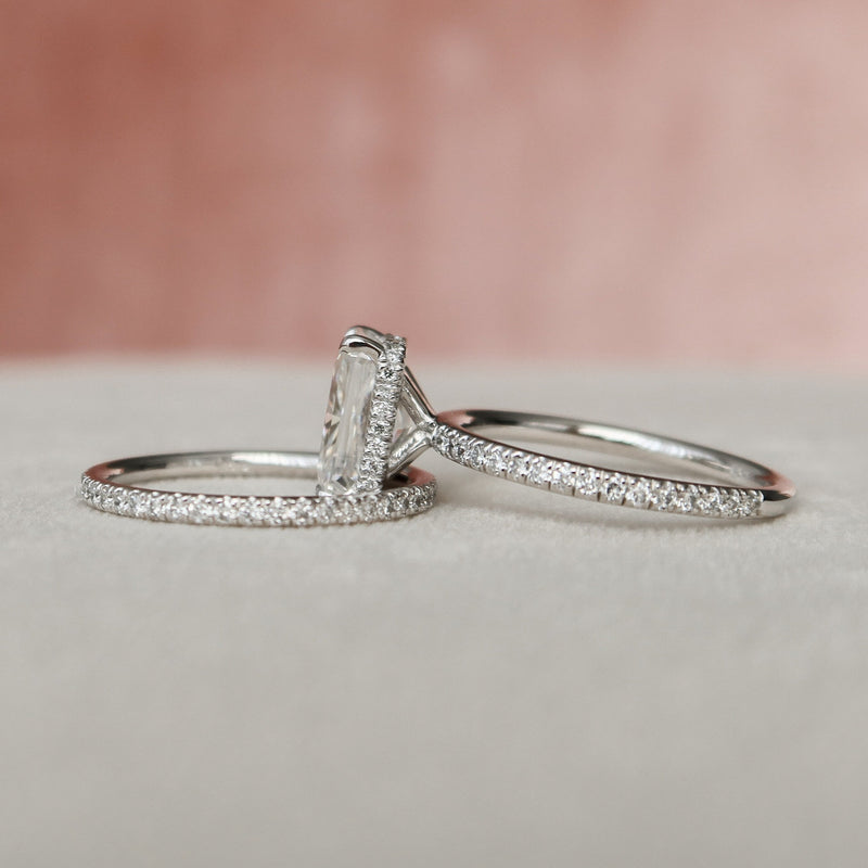 3.0CT Radiant Cut Moissanite Solitaire Bridal Ring Set