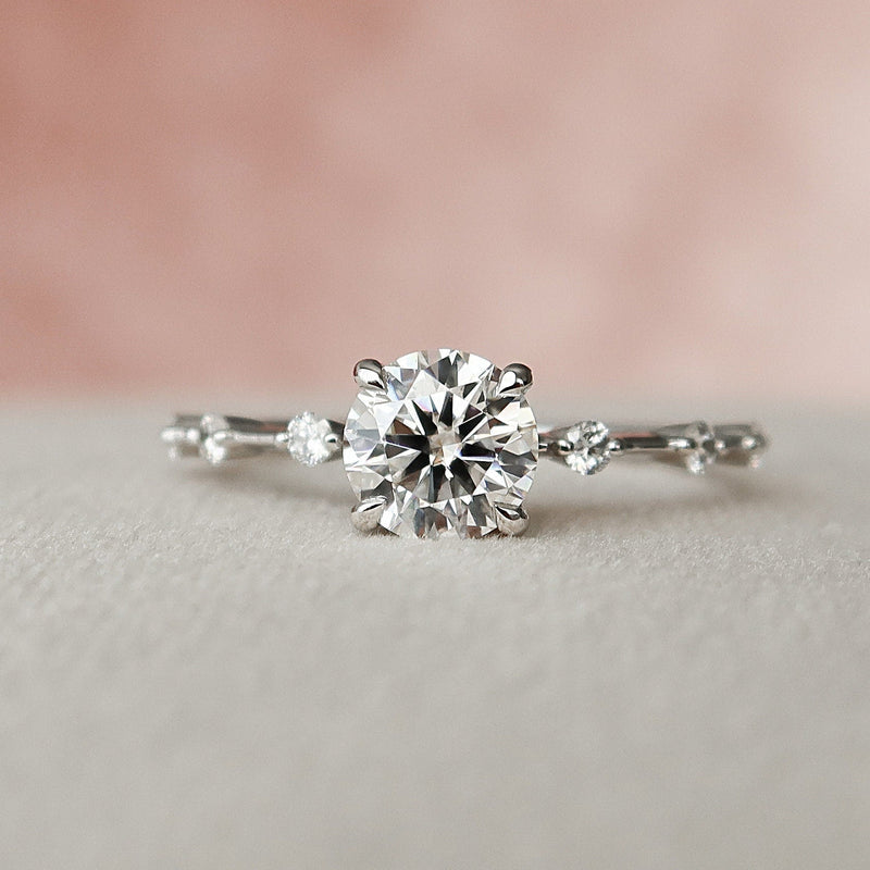 1.0CT Round Cut Solitaire Dainty Style Moissanite Engagement Ring