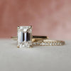 3.0CT Emerald Cut Moissanite Solitaire Bridal Ring Set