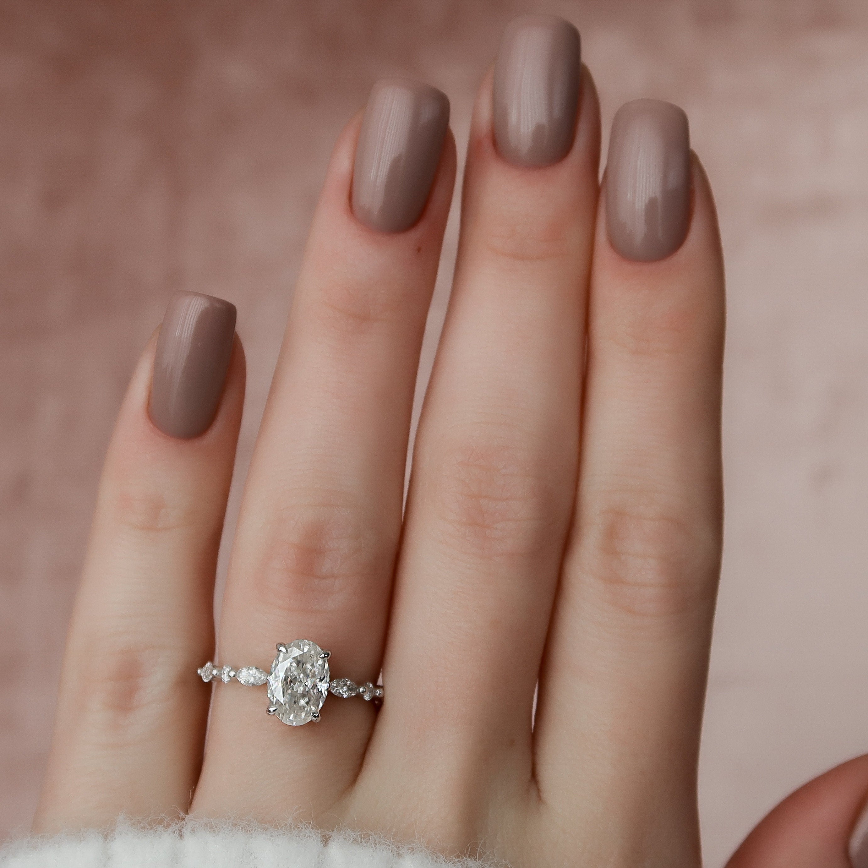 1.50CT Oval Cut Hidden Halo Pave Setting Moissanite Engagement Ring