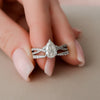 1.0CT Pear Cut Moissanite Split Shank Style Bridal Ring Set