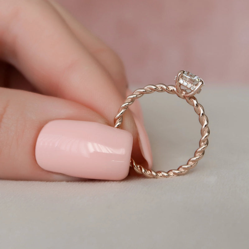 1.0CT Round Cut Moissanite Braided Bridal Ring Set