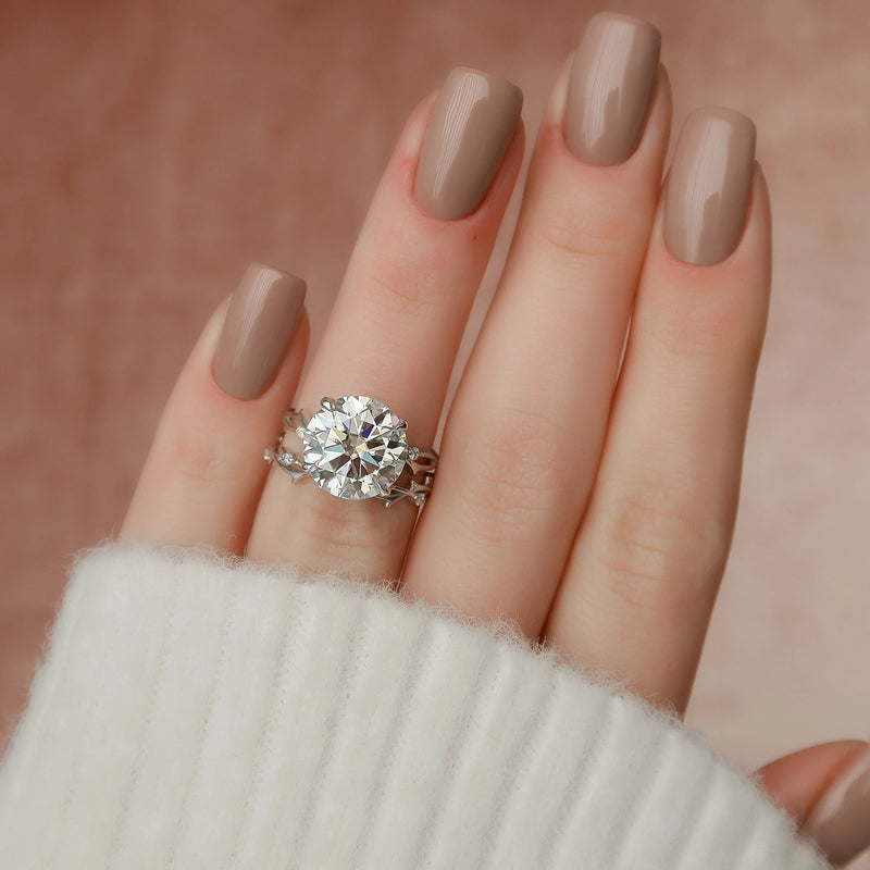 5.0CT Round Cut Moissanite Twig Style Bridal Ring Set