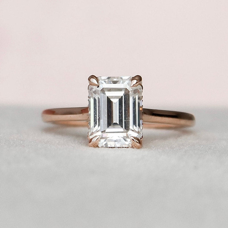 1.64CT Emerald Cut Moissanite Solitaire Style Engagement Ring