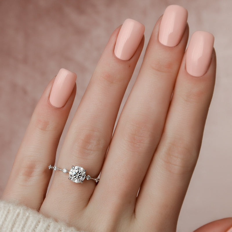 1.0CT Round Cut Solitaire Dainty Style Moissanite Engagement Ring