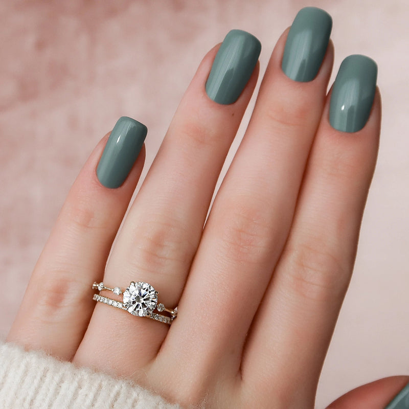 1.50CT Round Brilliant Cut Moissanite Solitaire Bridal Ring Set