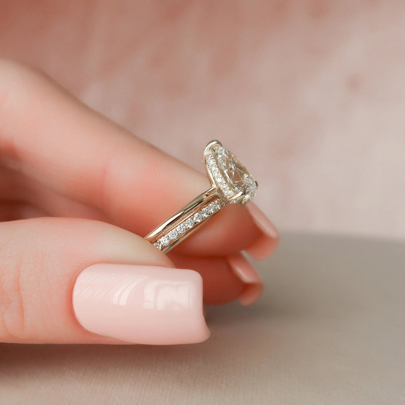 1.50CT Pear Cut Moissanite Solitaire Bridal Ring Set