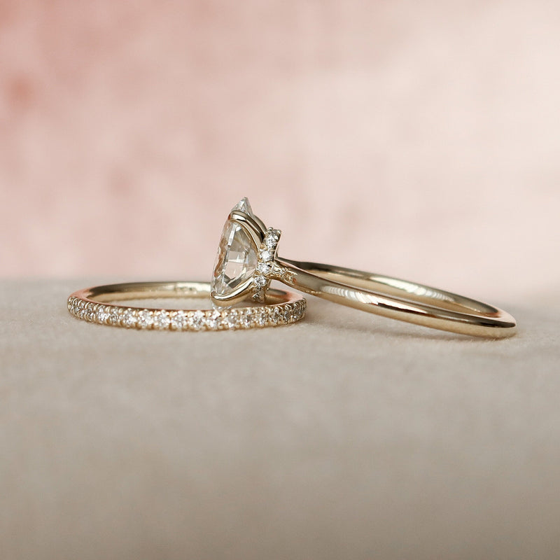 1.55 CT Oval Cut Moissanite Solitaire Bridal Ring Set