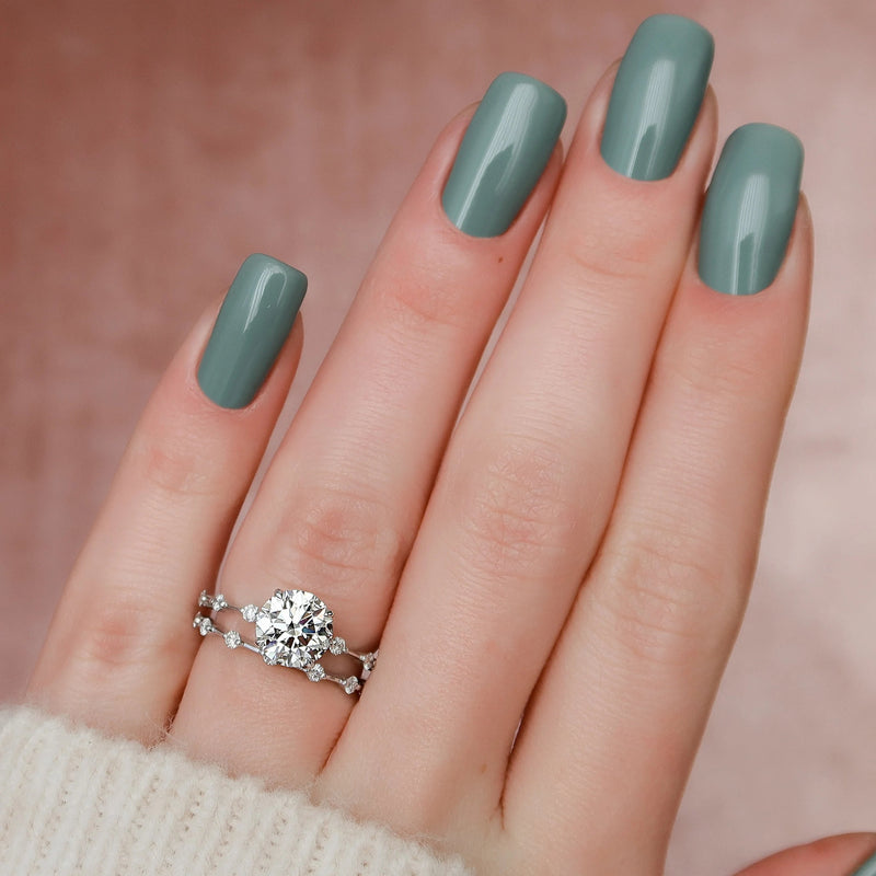 2.0CT Round Brilliant Cut Moissanite Solitaire Bridal Ring Set