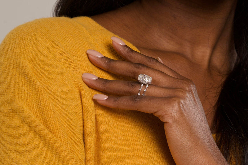 3.50CT Oval Cut Moissanite Dainty Style Bridal Ring Set