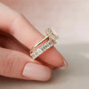 2.0CT Emerald Cut Moissanite Solitaire Bridal Ring Set