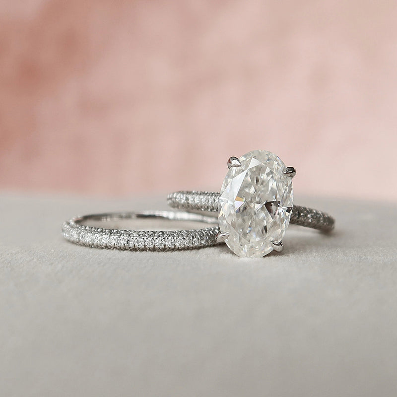 3.55 CT Oval Cut Moissanite Solitaire Bridal Ring Set