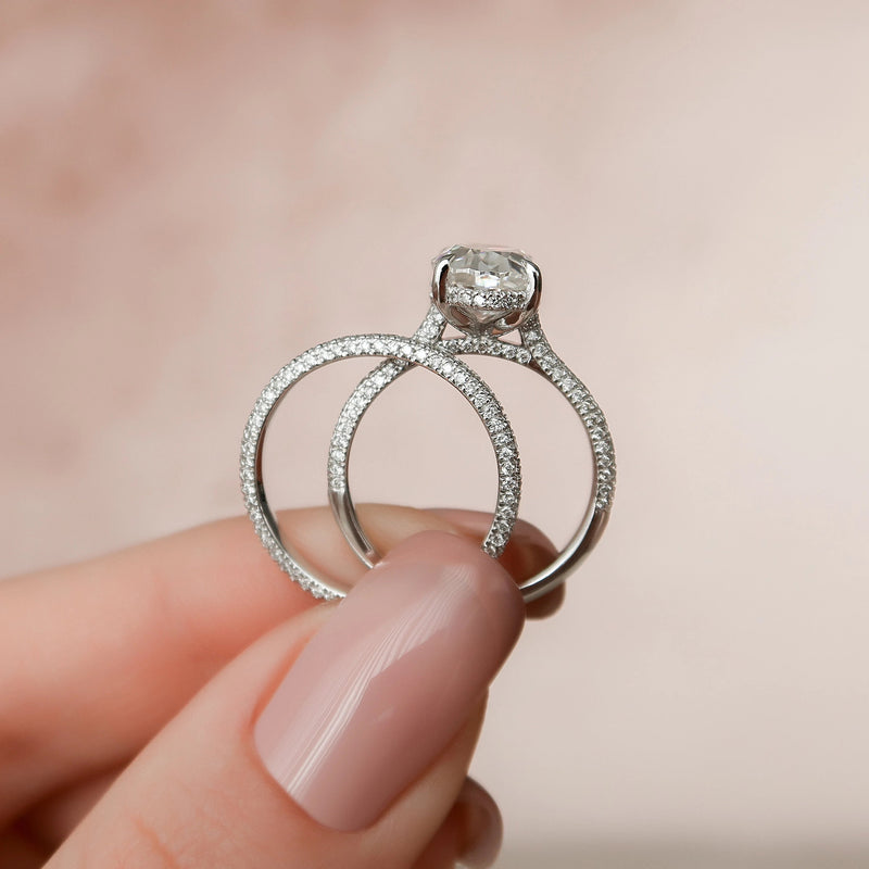 3.55 CT Oval Cut Moissanite Solitaire Bridal Ring Set