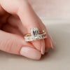 2.0CT Emerald Cut Moissanite Solitaire Bridal Ring Set