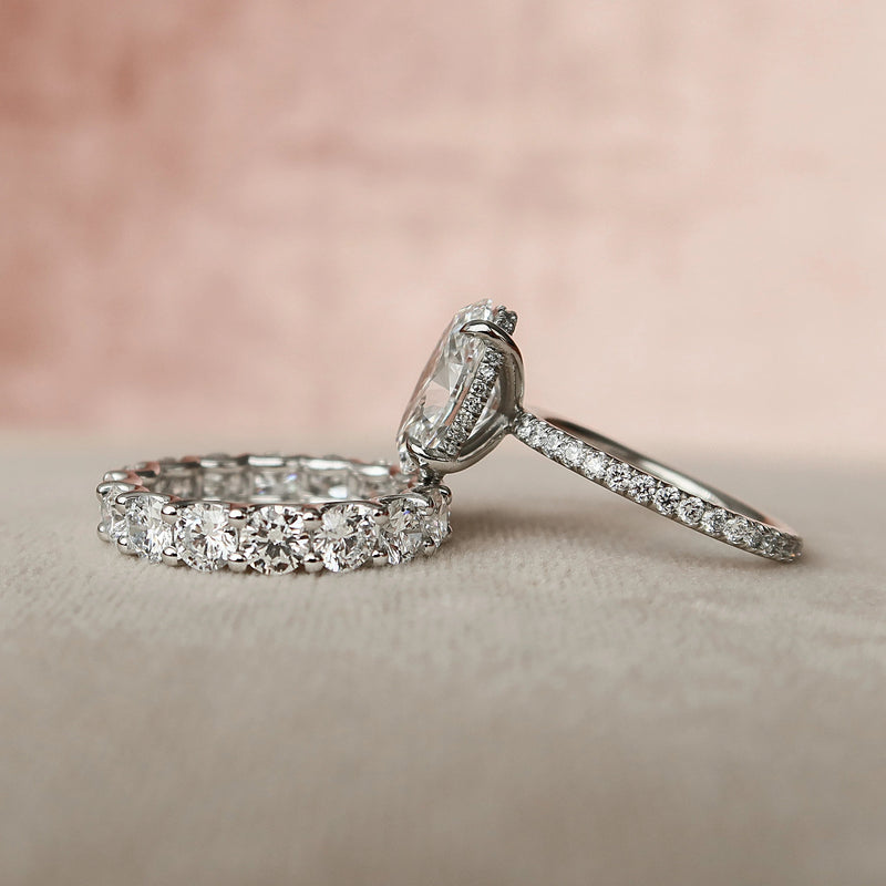 3.0CT Oval Cut Moissanite Solitaire Bridal Ring Set