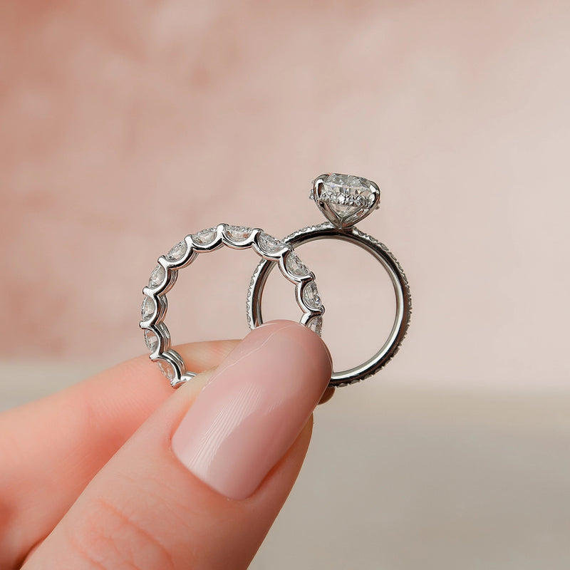 3.0CT Oval Cut Moissanite Solitaire Bridal Ring Set