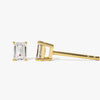 Emerald Cut Moissanite Diamond Stud Earrings for Women in Yellow Gold