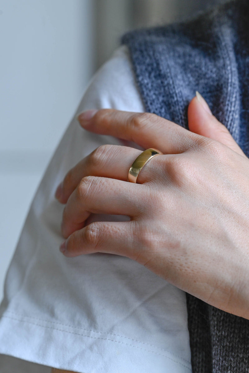 5.0mm Flat Gold Men's Wedding Band, Anniversary Gift For Men