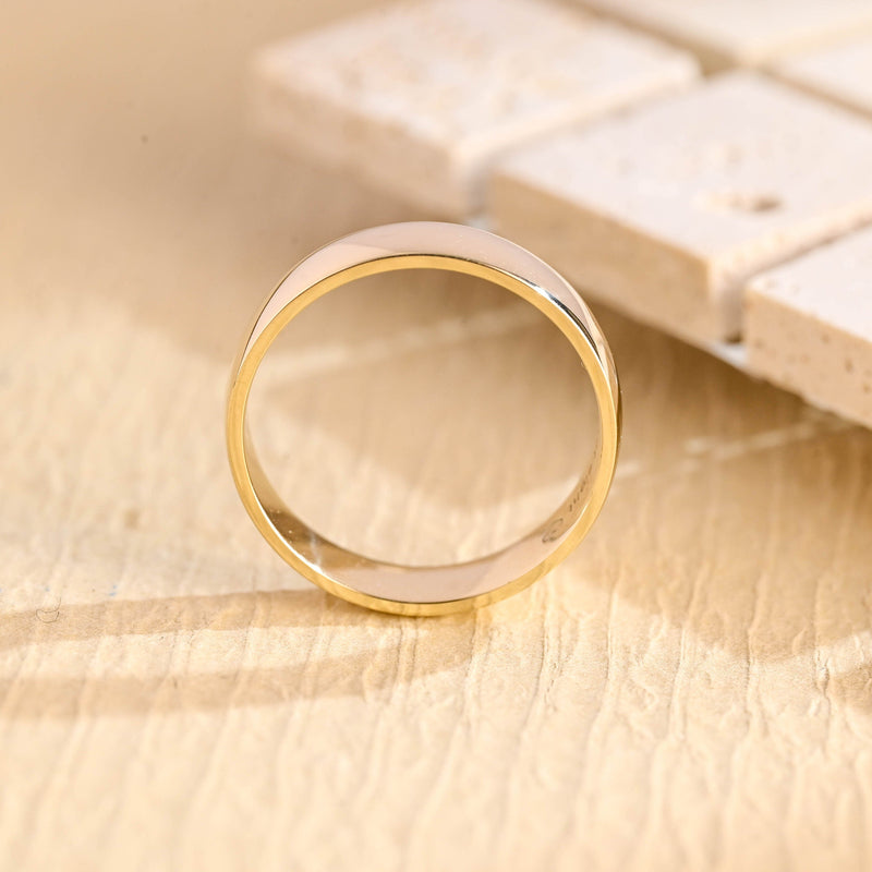 5.0mm Flat Gold Men's Wedding Band, Anniversary Gift For Men