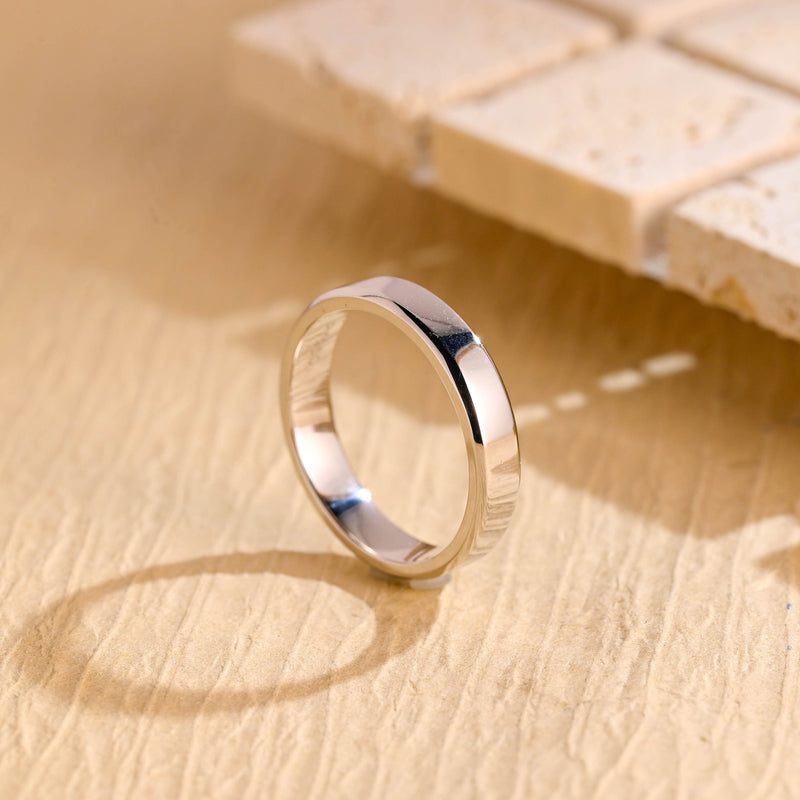 4.3mm Flat Shine Men's Gold Wedding Band, Anniversary Gift For Men