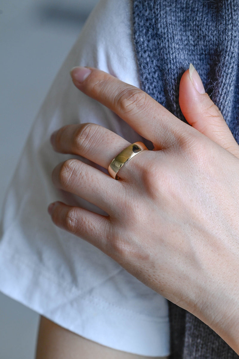 5.0mm Flat Gold Men's Wedding Band, Anniversary Gift For Men