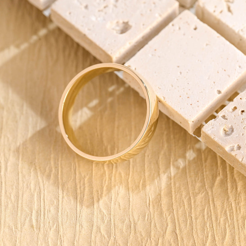 5.0mm Flat Gold Men's Wedding Band, Anniversary Gift For Men