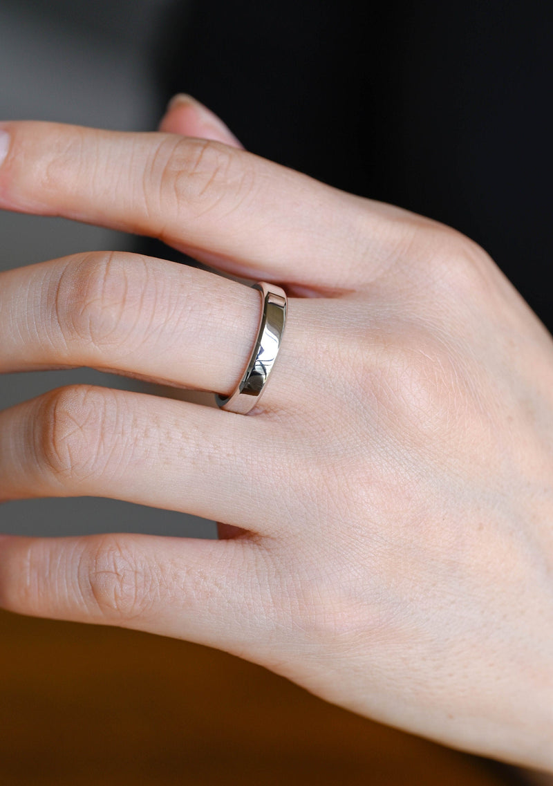 4.3mm Flat Shine Men's Gold Wedding Band, Anniversary Gift For Men