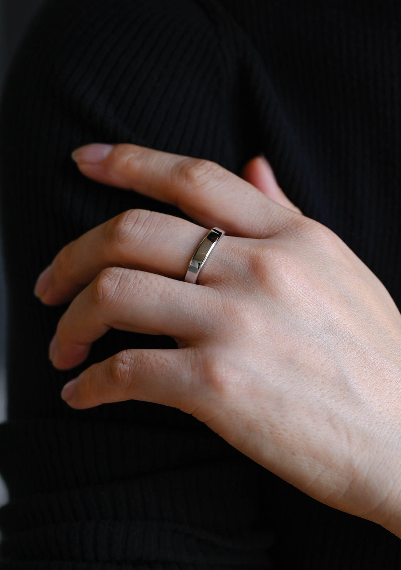 4.3mm Flat Shine Men's Gold Wedding Band, Anniversary Gift For Men