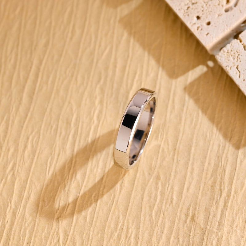 4.3mm Flat Shine Men's Gold Wedding Band, Anniversary Gift For Men
