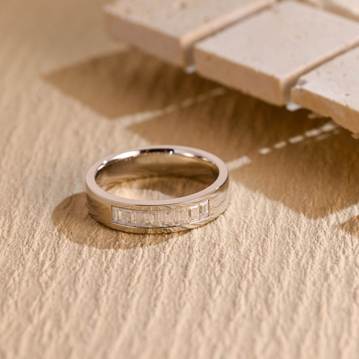 0.40CT Emerald Cut Lab Grown Men's Wedding Band in Solid Gold