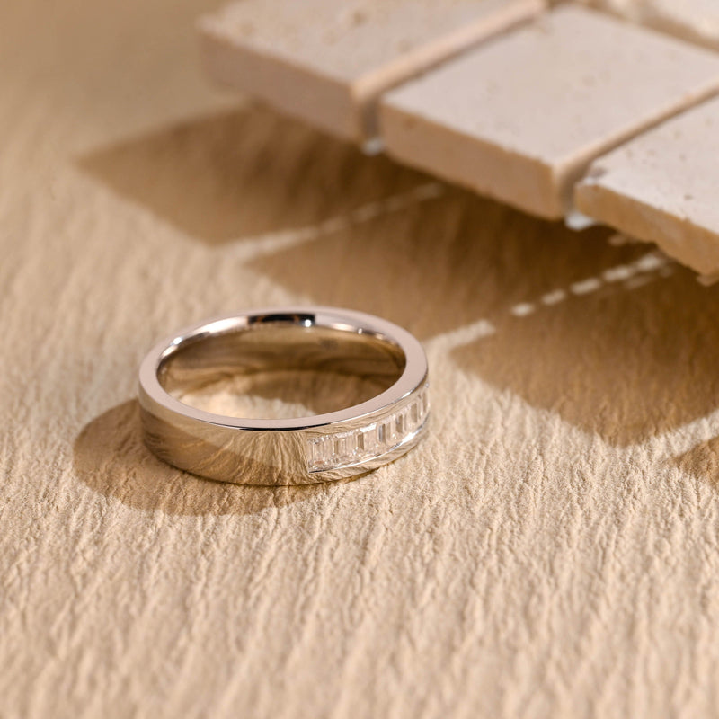 0.40CT Emerald Cut Lab Grown Men's Wedding Band in Solid Gold