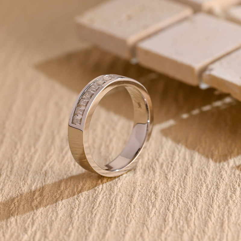 0.40CT Emerald Cut Lab Grown Men's Wedding Band in Solid Gold