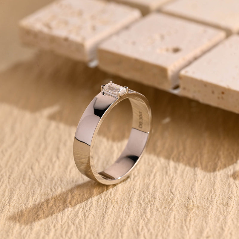 0.50CT Emerald Cut Lab Grown Minimalist Men's Wedding Band