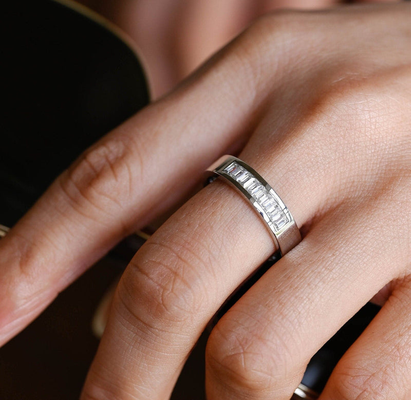 0.40CT Emerald Cut Lab Grown Men's Wedding Band in Solid Gold