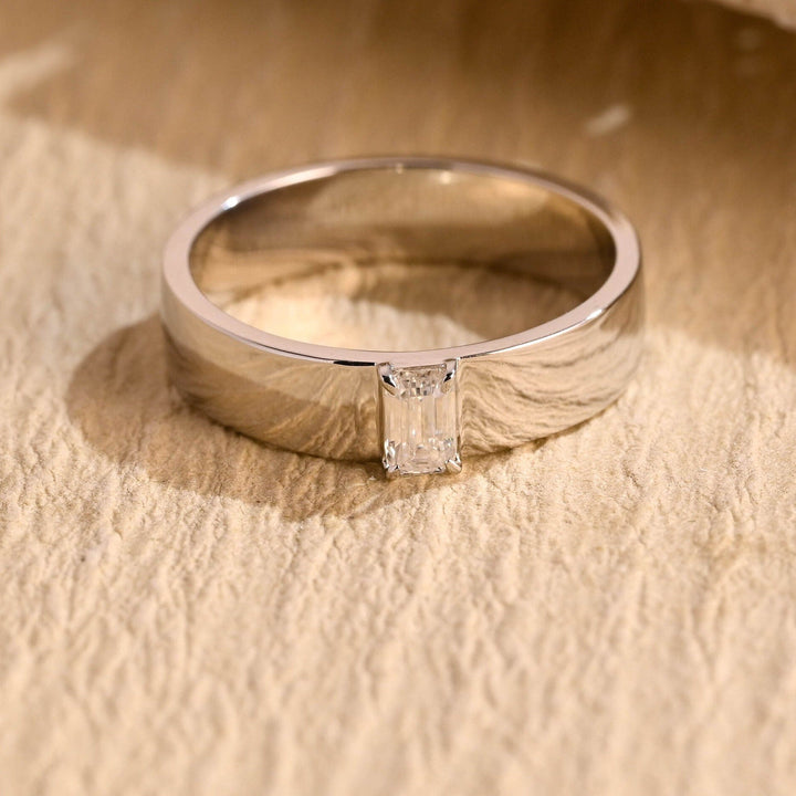 0.50CT Emerald Cut Lab Grown Minimalist Men's Wedding Band