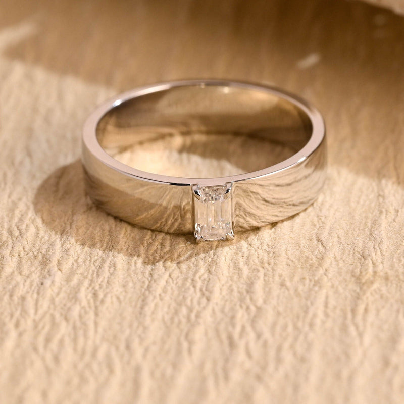 0.50CT Emerald Cut Lab Grown Minimalist Men's Wedding Band