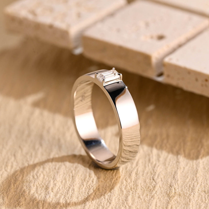 0.50CT Emerald Cut Lab Grown Minimalist Men's Wedding Band
