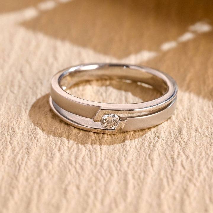 0.01CT Round Cut Minimalist Lab Grown Men's Wedding Band in Solid Gold