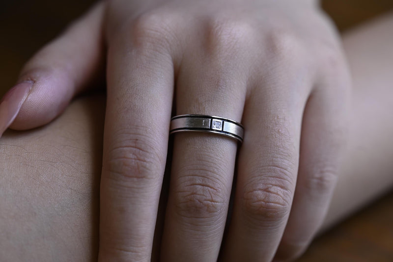 0.02CT Princess Cut Lab Grown Unique Men's Wedding Band