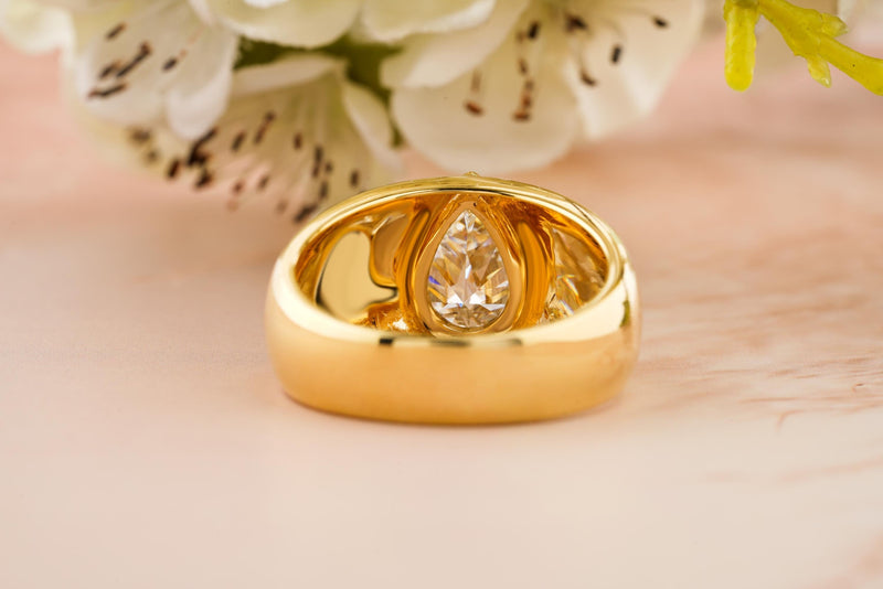 0.90CT Pear Cut Lab Grown Bezel Set Men's Wedding Band