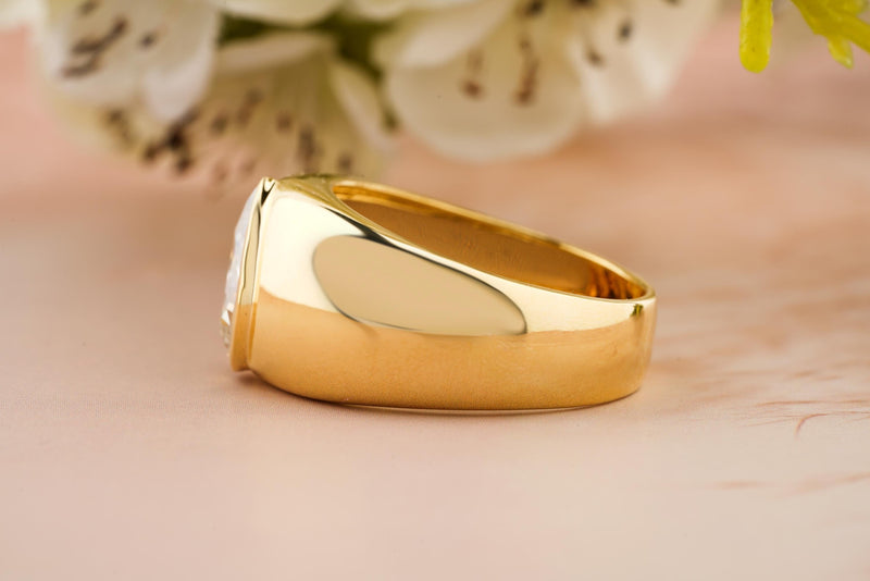 0.90CT Pear Cut Lab Grown Bezel Set Men's Wedding Band