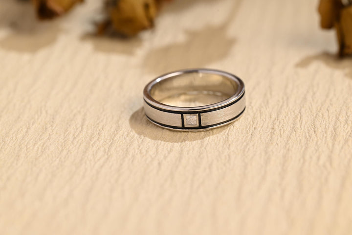 0.02CT Princess Cut Lab Grown Unique Men's Wedding Band