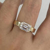 2.0CT East West Emerald Cut Moissanite Thick Band Engagement Ring