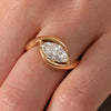 1.0CT-2.0CT East To West Style Marquise Cut Moissanite Curved Engagement Ring