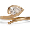 1.0CT-2.0CT Open Pear Cut Moissanite Diamond Bypass Engagement Ring